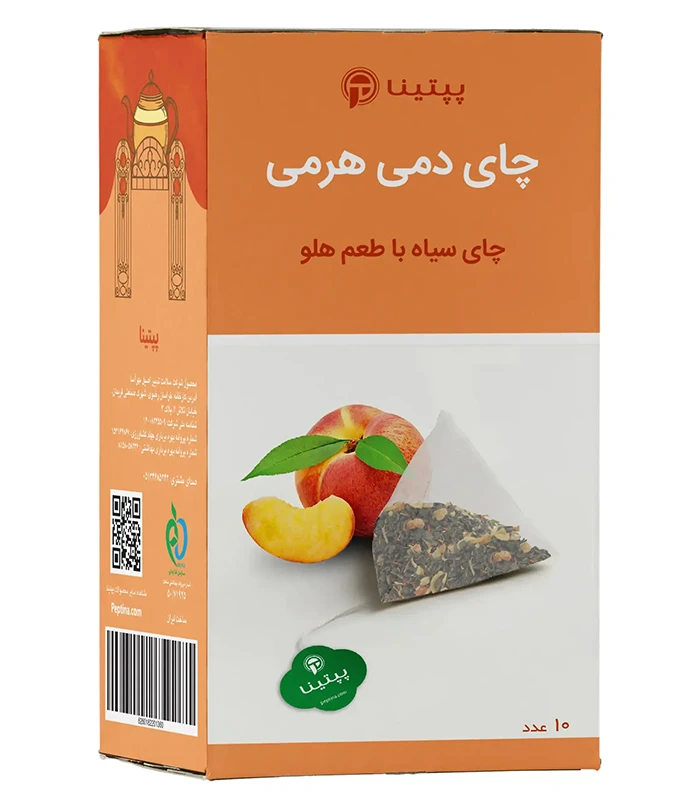 black-tea-peach-10sachets چای سیاه با طعم هلو پپتینا بسته 10 عددی