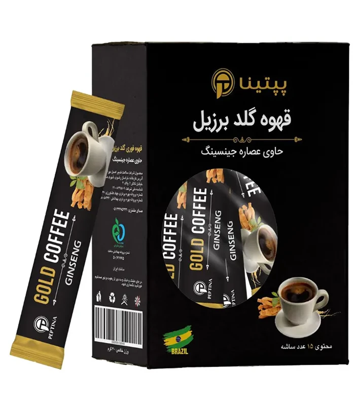 gold-coffee-15sachets قهوه گلد برزیل حاوی جینسینگ پپتینا بسته 15 عددی