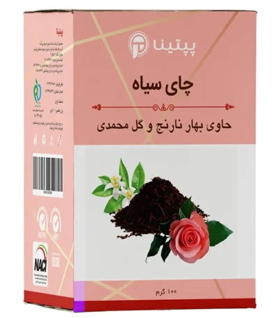 چای سیاه حاوی بهار نارنج و گل محمدی پپتینا‍ جعبه 100 گرمی
